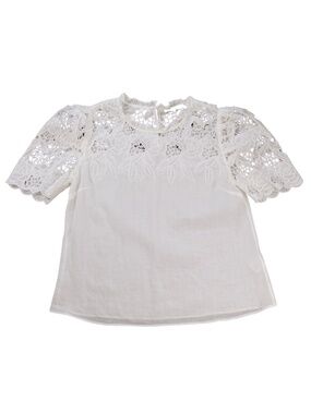 CABALLERO White Embroidered Crochet Lace Blouse XS Boho Romantic Top